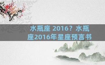 水瓶座 2016？水瓶座2016年星座预言书